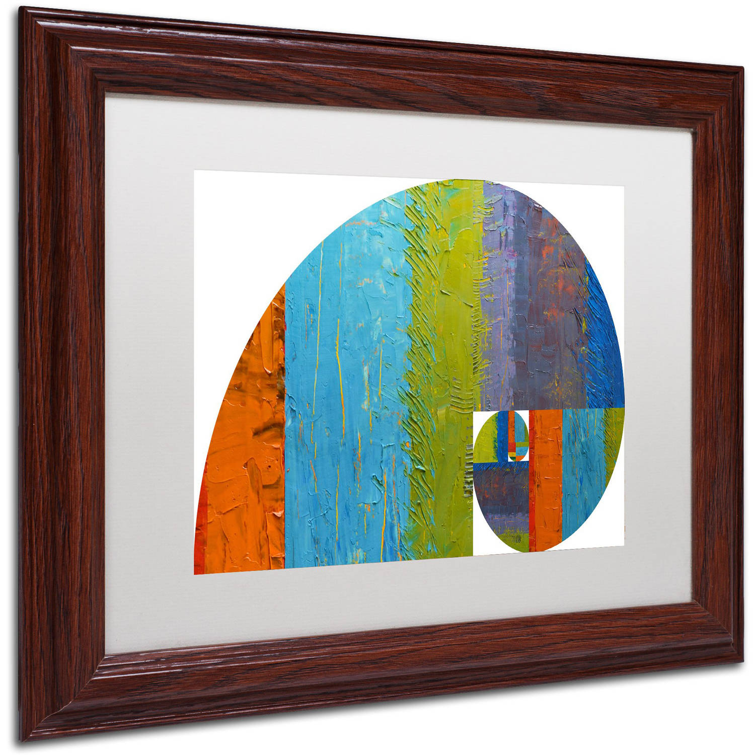 Trademark Fine Art "Fibonacci Spiral" Canvas Art by Michelle Calkins, White Matte, Wood Frame