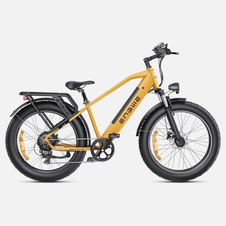 eStar Rides 26 Inches Fat Tire Electric Bike, 28 MPH Electric Bike With Lithium Ion Battery 48 Volts 16Ah, 750W Ebike Aluminum Frame 180mm Rear Hydraulic Disc Brakes | Yellow