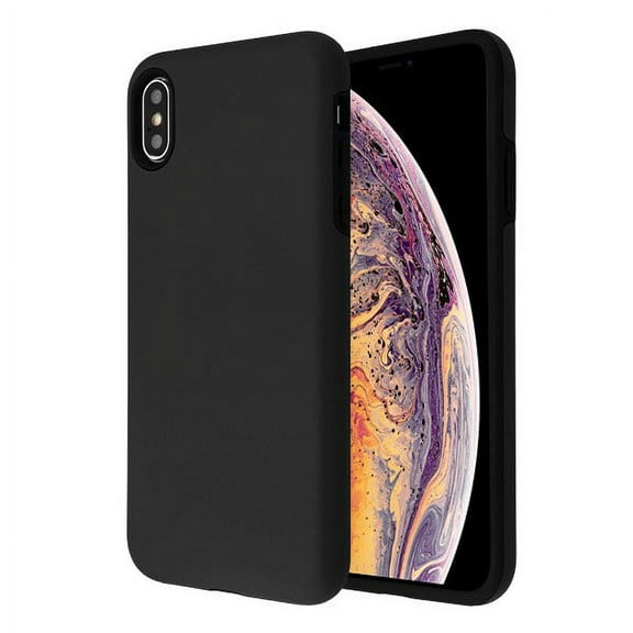 Apple iPhone XS Max (6.5 inch) (2018 Model) Phone Case Slim Hybrid Shockproof Impact Rubber Dual Layer Rugged Protective Hard PC Bumper & Soft TPU Back Cover BLACK Case for iPhone XS Max (6.5")