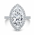 thumbnail image 3 of HeartsAndYou 2ct Marquise Cut Moissanite Gatsby Halo Engagement Ring for Women 18k White Gold over Silver, 3 of 5