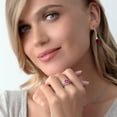 thumbnail image 4 of Gem Stone King 925 Sterling Silver Pink Created Sapphire and White Moissanite Ring for Women (2.51 Cttw, Gemstone September Birthstone, Heart Shape 8MM, Available in Size 5,6,7,8,9), 4 of 4