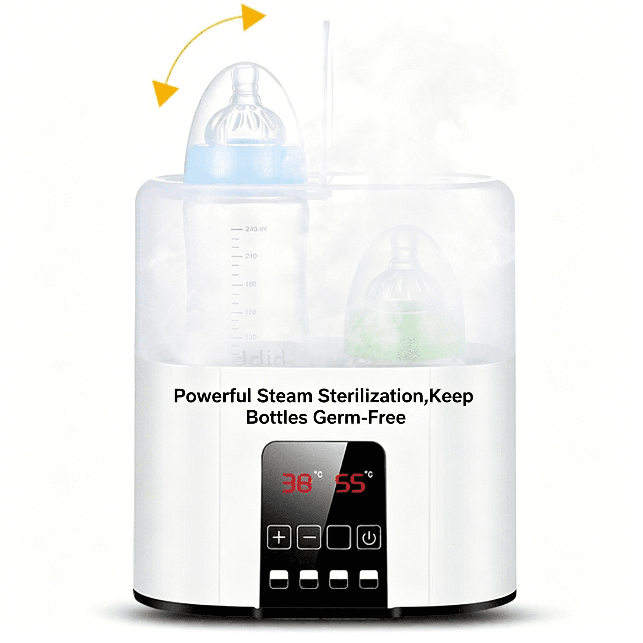 EXLEAF 2026 New Bottle Warmer 5-Minute Baby Bottles Heating Compact Convenient Bottle Warmer Powerful Steam Sterilizer and Dryer for Clean Bottles for Travel Home Daycare