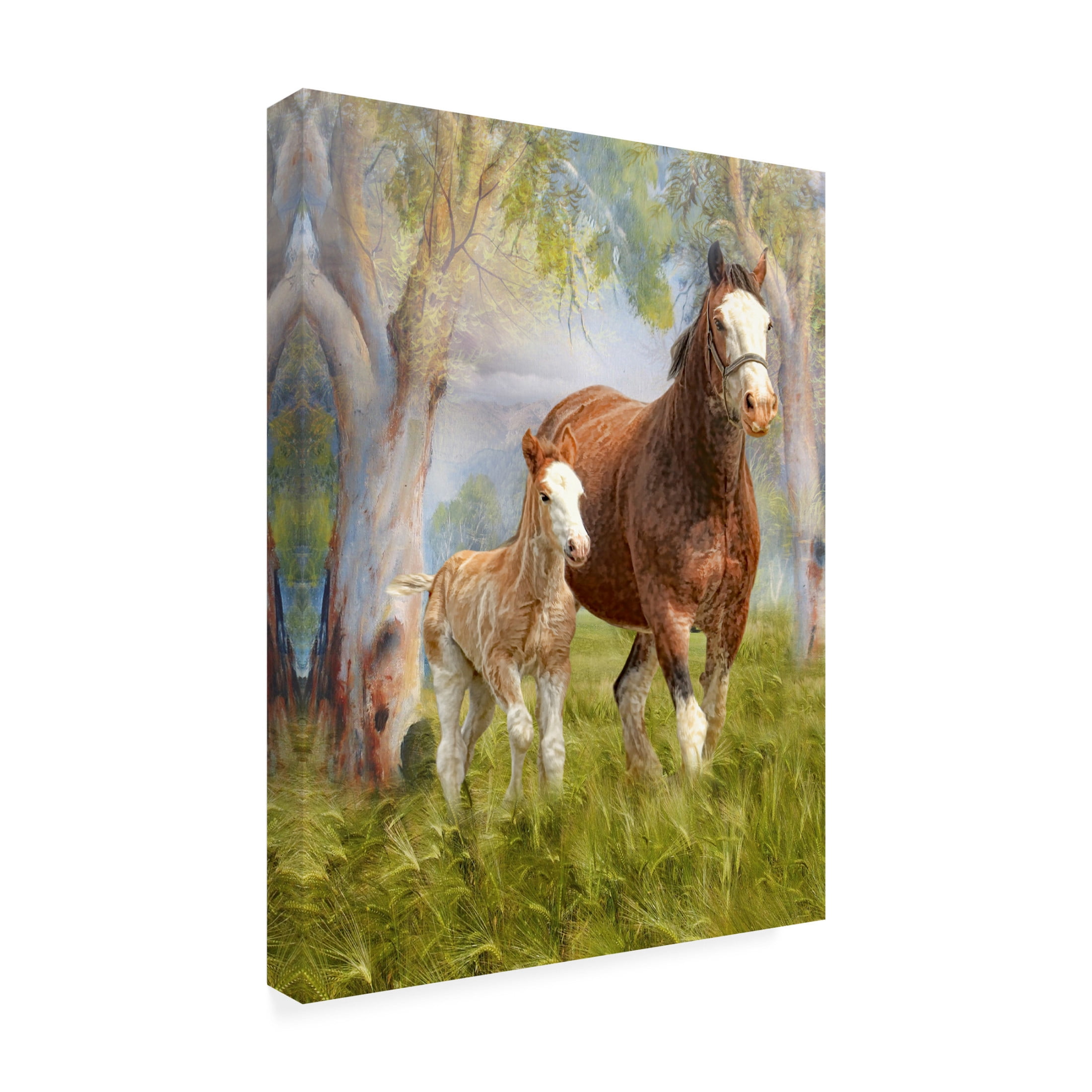 Canvas Wall Art - Trudi Simmonds 'Clydesdale Mare and Foal' Wall Art for Living Room, Bedroom, or Office Décor by Trademark Fine Art - 18 x 24 Inches