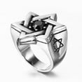 thumbnail image 2 of JAJAFOOK Mens Cubic Zirconia Stainless Steel Ring, Vintage Star of David, Black Silver size 13, 2 of 6