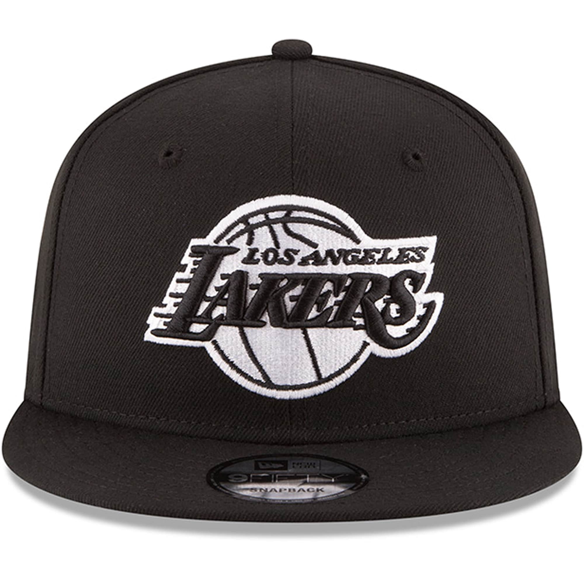 Men's New Era Black Los Angeles Lakers Black & White Logo 9FIFTY Adjustable Snapback Hat