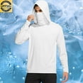 thumbnail image 2 of Stamzod Sun Protection Shirts for Men Summer Solid Color Crewneck Outdoor Athletic Running Swim Sun Hoodie Casual Long Sleeve Fishing Shirt with Face Mask White S, 2 of 7