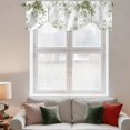 thumbnail image 2 of Sage Green Flower Tie Up Valance Curtains for Windows, Kitchen Curtains Window Treatments, Watercolor Gradient Retro Floral Short Window Shades Valances for Bedroom Bathroom Cafe 54"x18", 2 of 8