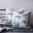 thumbnail image 2 of Sea Turtle Coastal 16x16 Pillow Covers Set of 2, Summer Beach Coral Ocean Blue Nautical Throw Pillow Covers Decorative Couch Cushion Case, Microfiber Square Pillowcases for Bedroom Car Living Room, 2 of 7