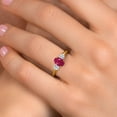 thumbnail image 4 of Gem Stone King 10K Yellow Gold Red Ruby and Lab Grown Diamond Engagement Ring for Women | 1.34 Cttw | Oval 7X5MM | Gemstone July Birthstone | Size 8, 4 of 6