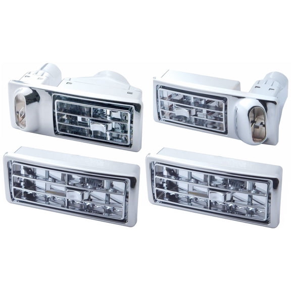 Chrome AC Dash Vent Complete Kit Compatible with Kenworth 02-05 W900/T600/T800