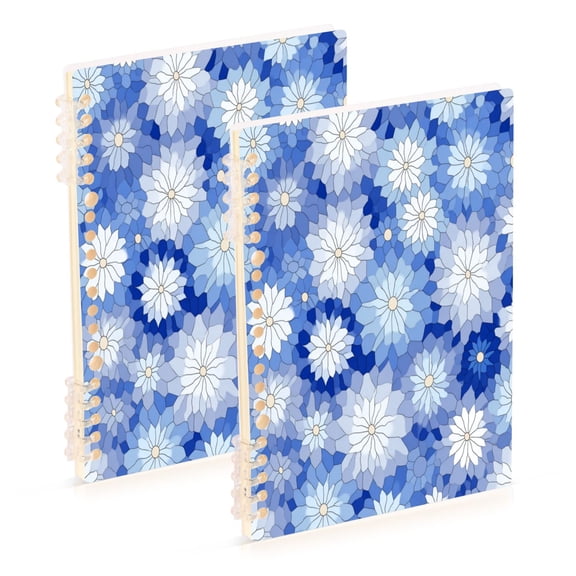 Wirebound Notebook Hardcover Spiral Notebooks Blue and White Snowflake, 60 Pages, 80 GSM, 5.7 x 8.3in
