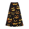 thumbnail image 5 of PWPSG Women's Elastic Gathered Maxi A Line Skirt, Glow Pumpkin Silhouette Print, Smooth Woven Slim Swing Hem for Halloween Parades Brown XXL, 5 of 5