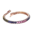 thumbnail image 2 of 18k Lab Rainbow Square Sapphire Bracelet,Multi- Sapphire Tennis Bracelet,Natural Sapphire Round Rainbow Tennis Bracelet,Ombre Bracelet., 2 of 3