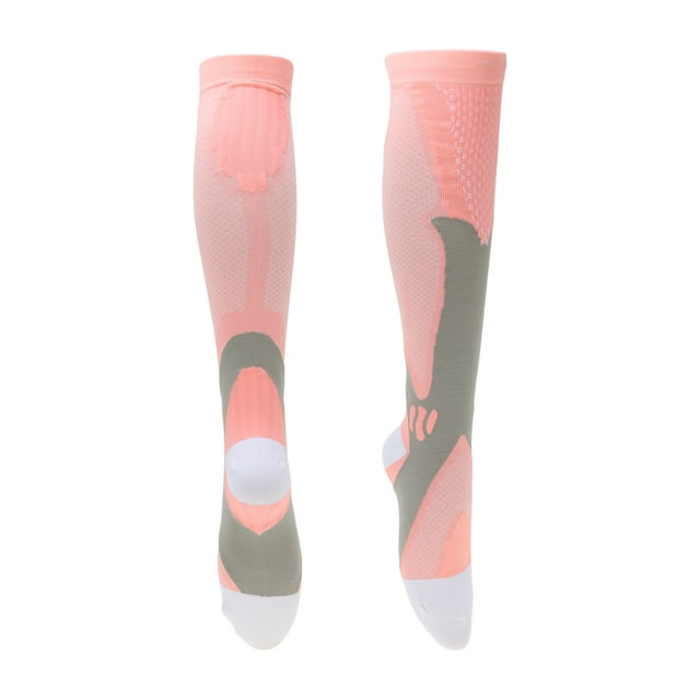 Calcetines de ciclismo Unique Bargains que absorben el sudor, calcetines para bicicleta al aire libre, color rosa y gris, tamaño XL, neutros y universales, 1 par, combinación de colores