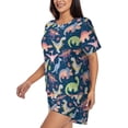 thumbnail image 2 of Naloa Dinosaur Women's Short-Sleeved Pajama Set, Loungewear, Summer pajamas, Breathable Cozy - Small, 2 of 9