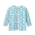 thumbnail image 4 of CCRFTGI Easter 3/4 Sleeve Girls Tops Size 10-12 Funny Bunny Rabbit Easter Egg Print T shirts for kids Trendy Crew Neck Tshirts Soft Fall Spring Tee Tops Light Blue 7-8 Years, 4 of 5