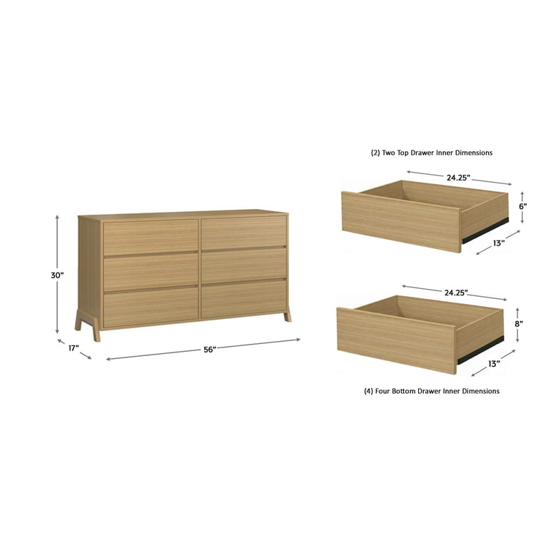 mainstays modern 6 drawer dresser Mainstays Ardent 6 Drawer Dresser, 53.75 inch Wide, White