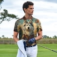 thumbnail image 3 of Picia Forest Maple Leaf Husky Print Men's Polo Shirt, Two-Button Closure Pique Polo Shirt, Summer Fashion Golf Shirt-X-Large, 3 of 6