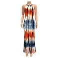 thumbnail image 6 of USSUMA Womens Maxi Sundresses Summer Casual Sleeveless Sexy Prom Formal Long Tank Bodycon Dresses Ladies Plus Size Tie-dye Halter Neck Sun Dress Beach Vacation Party Female, 6 of 8