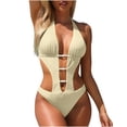 thumbnail image 2 of NTACZA One Piece Swimsuits for Curvy Women Cut Out Cheeky Bikini Sets Backless Halter Woman Bathing Suits L, 2 of 9