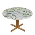 thumbnail image 3 of HAOXIT Round Spring Leaf Table Cloth Washable Spillproof Wrinkle Free Watercolor Olive Green Eucalyptus Fabric Farmhouse Teal Table Cover for Indoor Outdoor Kitchen Dinning 54-58, 3 of 8