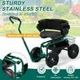 thumbnail image 6 of Ktaxon Rolling Garden Cart with Seat & Storage, 360° Swivel Heavy-Duty Gardening Stool with Wheels, Green, 6 of 13