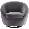 thumbnail image 7 of Armchair Swivel Accent Chair, Black Grey Gray, Velvet, Modern Contemporary, Living Lounge Cafe Room Hotel Lobby Hospitality, 7 of 7