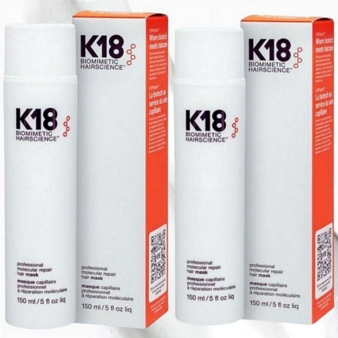 K18 Leave-In Molecular Repair Hair Mask, 2PCS, 5oz/150ml, Repairs