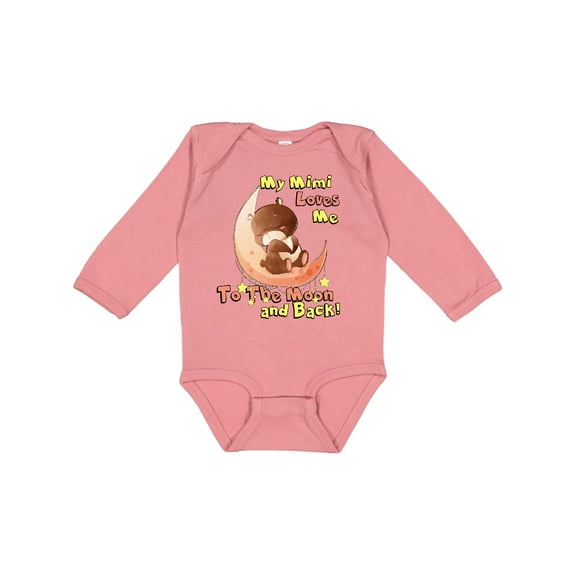 Inktastic My Mimi Loves Me to the Moon and Back Boys or Girls Long Sleeve Baby Bodysuit