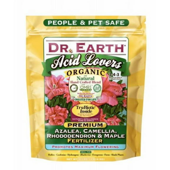 Dr. Earth 703P 4 LB Bag of 3-4-3 Acid Lovers Organic Azalea Camellia Rhododendron Fertilizer