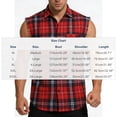 thumbnail image 4 of Bxsruta Men's Sleeveless Plaid Button Down Shirt Casual Frayed Edge Lapel Tank Top for Daily Wear, 4 of 8
