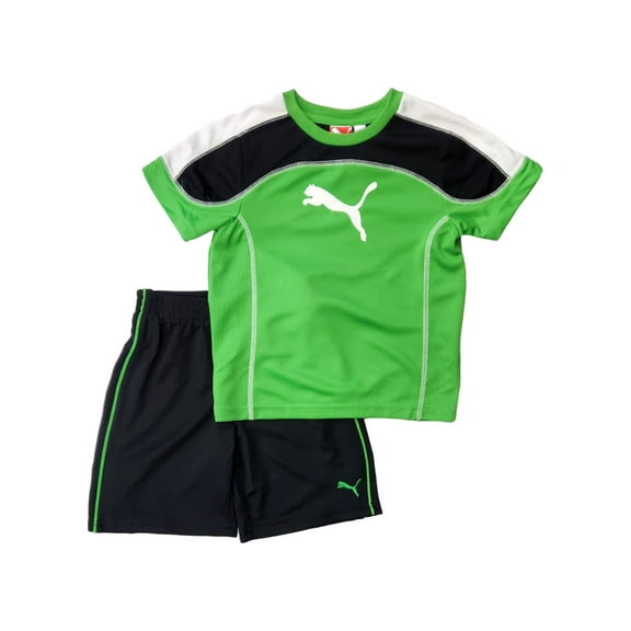 Puma Toddler Boys Green & Black 2pc Athletic Outfit Shorts & T-Shirt Set 3T