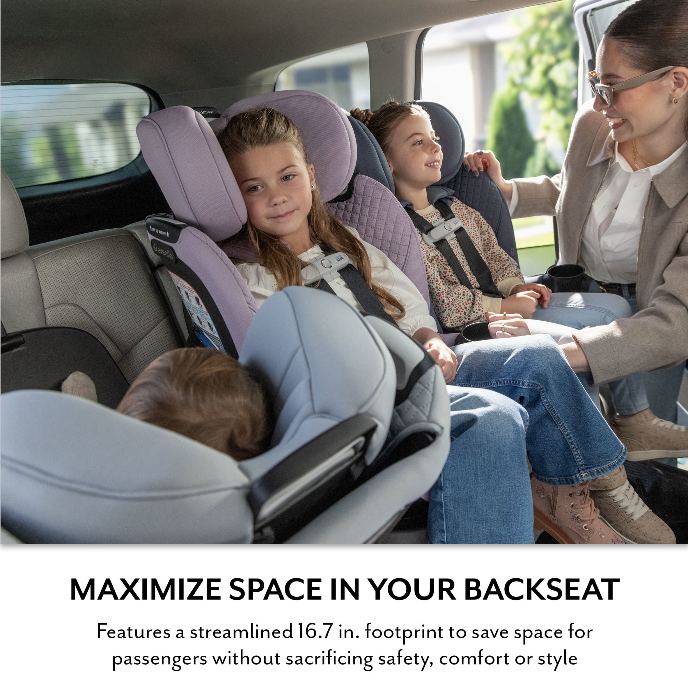 Evenflo Revolve360 Slim 2-in-1 Rotating Car Seat with Green & Gentle Fabric (Flint)