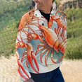 thumbnail image 2 of Three Red Lobsters Artwork Men's Stand Collar Sweater Long Sleeve Clothing Loose Fit Sports Sweater, 2 of 8