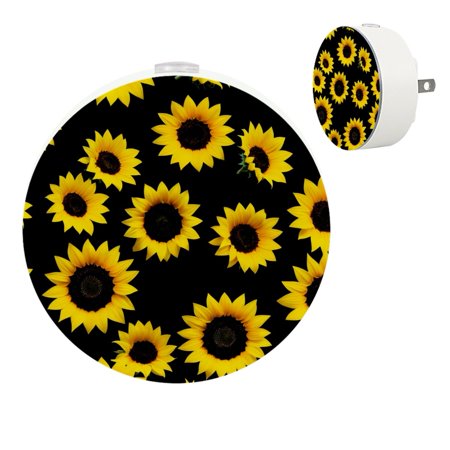 

YZUOUZY Night Light Bedside Lamp Small Bedside Lamps Set of 2 Sunflower Flowers Black Background