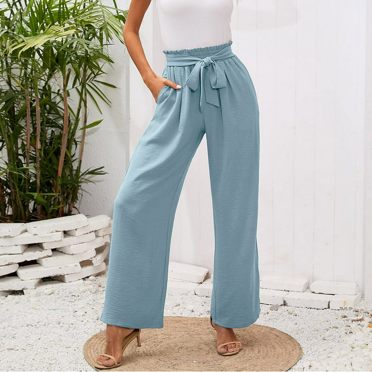 Stylish Yanueun Bow Ankle Length Loose Palazzo Pants With Top For