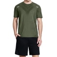 thumbnail image 3 of Dianli Men’s Ice Feel Summer Sports Set, Short Sleeve Breathable Quick-Dry Two-Piece Running Workout Outfit, Casual Comfortable Activewear for Fitness, Training, or Gym Pink M, 3 of 10