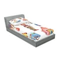 thumbnail image 2 of Ambesonne Colorful Fitted Sheet & Pillow Sham Set, Clown Circus, Twin, Multicolor, 2 of 2