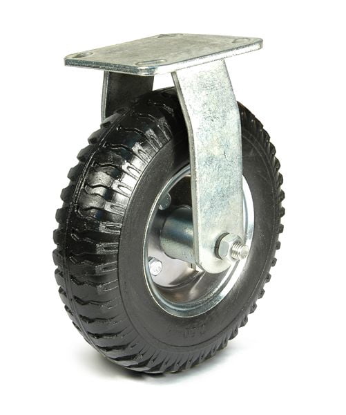 Caster - Flat Free Tire with Wheel Brakes (Pack of 4)  2 Swivel  2 Rigid  Industrial Grade - (8 Inch)