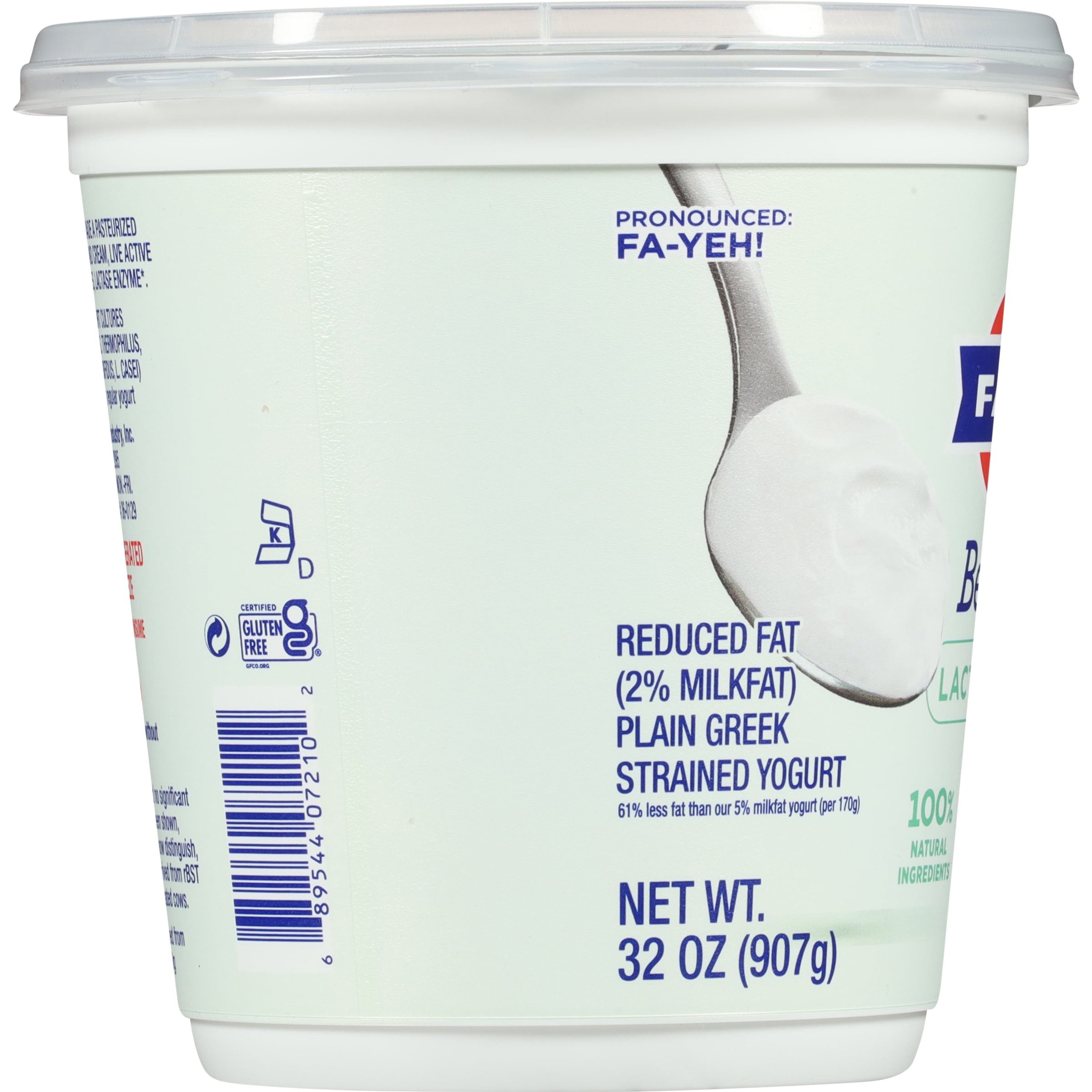 FAGE BestSelf All Natural Reduced Fat Plain Lactose Free Greek Strained Yogurt 32oz