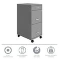 thumbnail image 5 of Space Solutions 18" Deep 3 Drawer Mobile Letter Width Vertical File Cabinet, Silver, 5 of 13