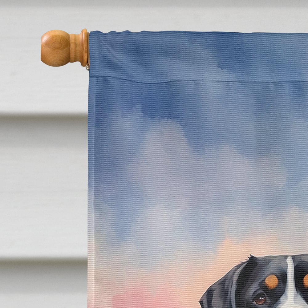 Greater Swiss Mountain Dog Two Hearts House Flag 28 in x 40 in