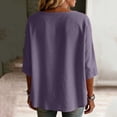 thumbnail image 5 of Xdegoge Cotton Linen Cardigan for Women 3/4 Sleeve Button Down Shirts Solid Casual Basic Summer Trendy Peasant Comfortable Clothing, 5 of 7