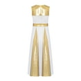 thumbnail image 2 of TiaoBug Girls Praise Lyrical Dance Dress Metallic Bicolor Sleeveless Liturgical Worship Swing Robe White 8, 2 of 7
