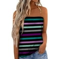 thumbnail image 2 of Dyegold Womens Tops Dressy Casual American Flag Tube Tops for Women Strapless Sleeveless Summer Tube 4th of July Stars Striped Crop Top Pleated Tank Blouse, 2 of 5