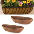 thumbnail image 1 of 2 Pack Trough Coco Liner Fiber Replacement for Planters, Half Moon Coconut Coir Planter for Window Box,Hanging Trough Planter, Garden Flower Vegetables Pot, Fence Flo (24inch), 1 of 8