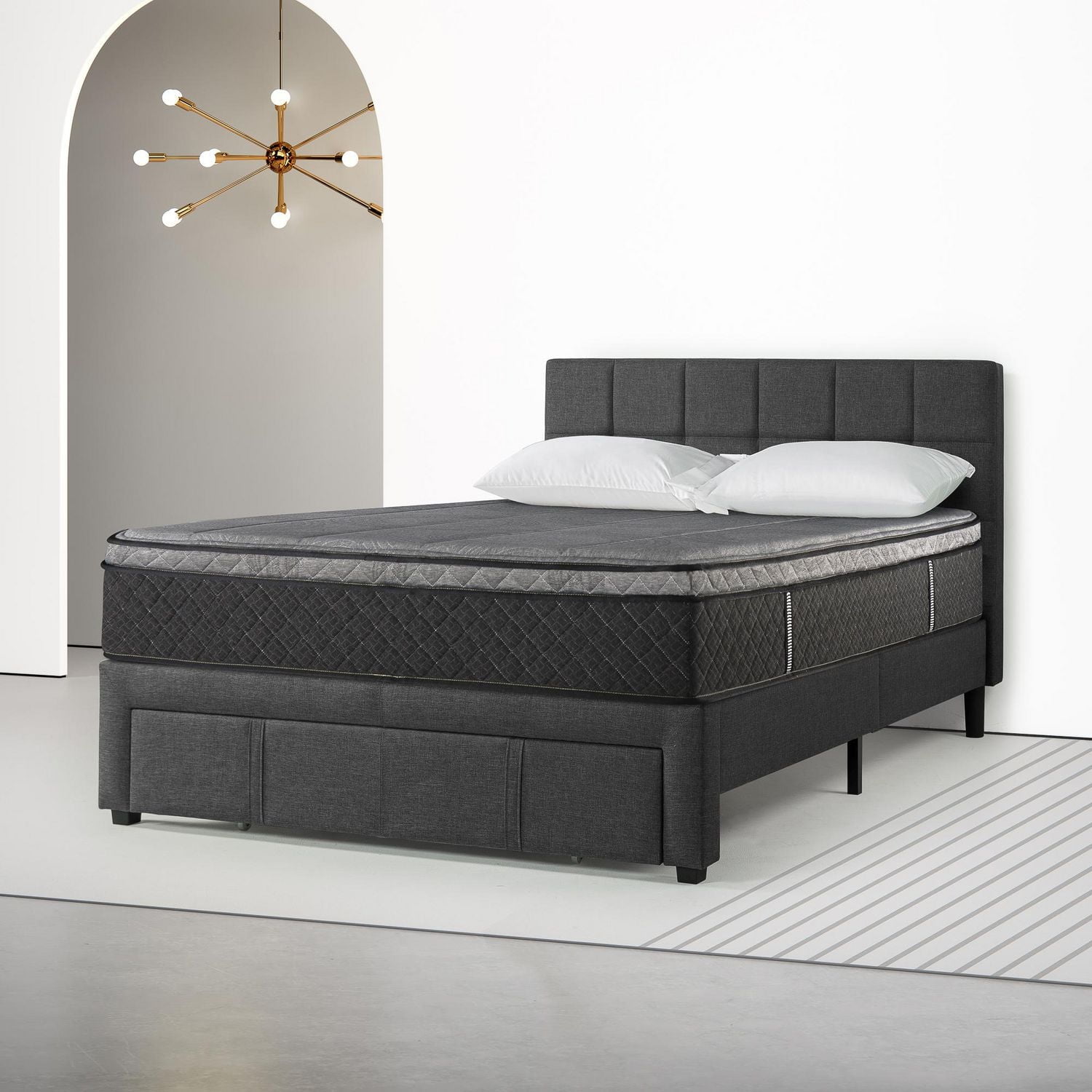Zinus Lottie Upholstered Platform Bed Frame with Storage Drawer