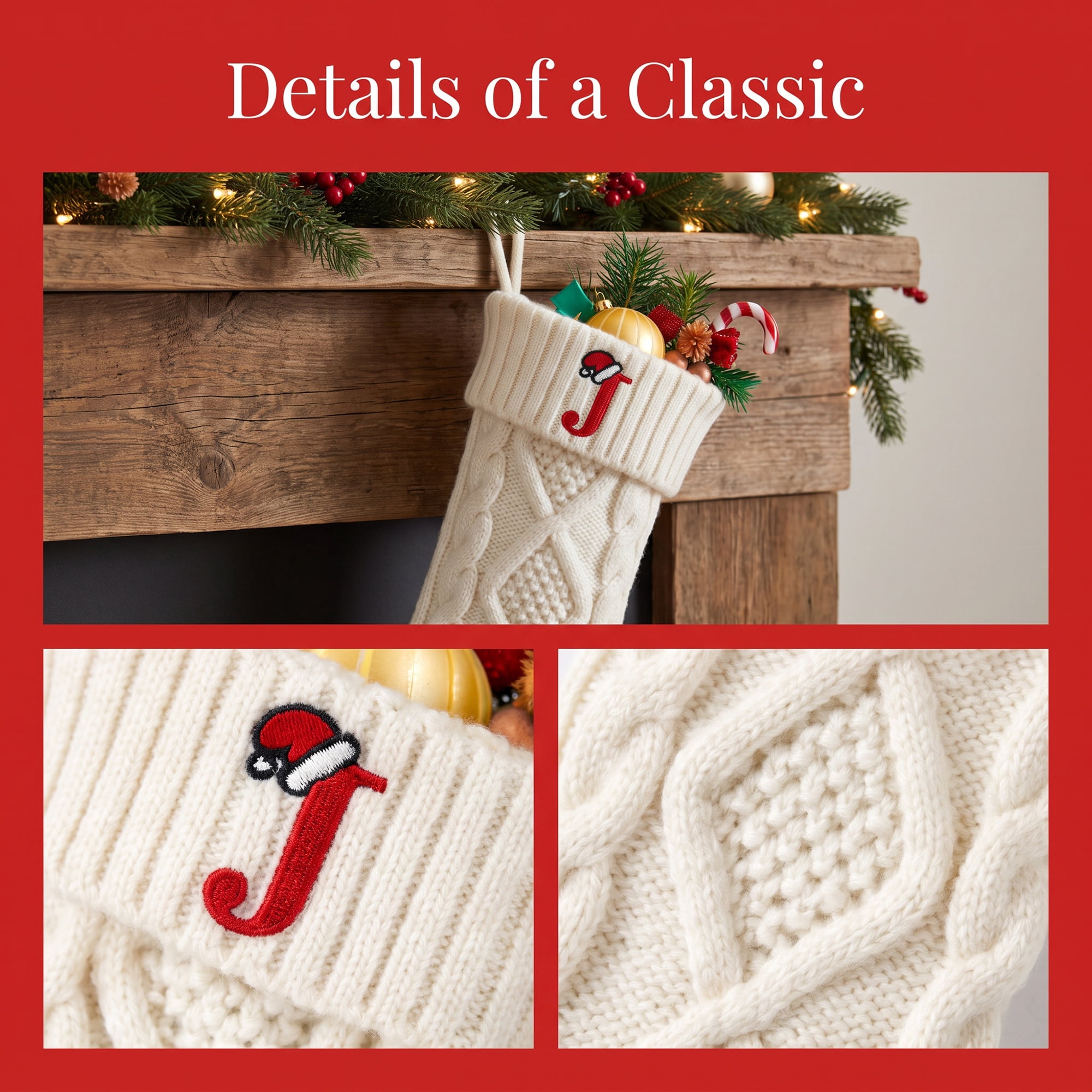 Unique Bargains Canine Bone Christmas Stocking Luxury Puppy Holiday Keepsake Sack Letter J 17"