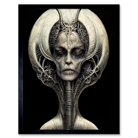 Alien Queen Gothic Illustration Art Print Framed Poster Wall Decor 12x16 inch