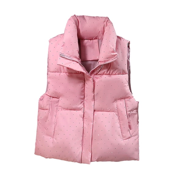 Mifsaly Womens Puffer Vest Stand Collar Sleeveless Quilted Jacket Lightweight Warm Casual Winter Outerwear with Pockets for Travel Daily Pink,M